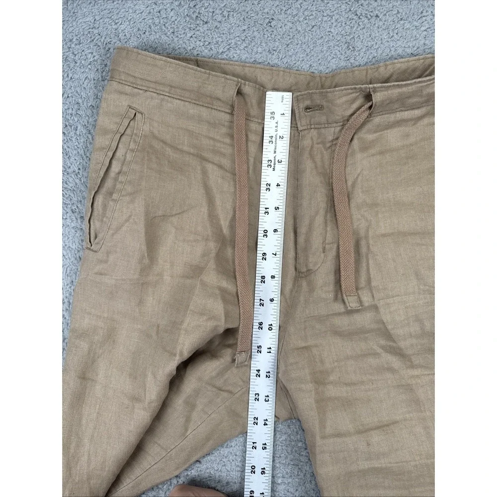 Tasso Elba Linen Pants Men's 32X30 (34x27)‎ Khaki Tan Island 100% Linen ***READ